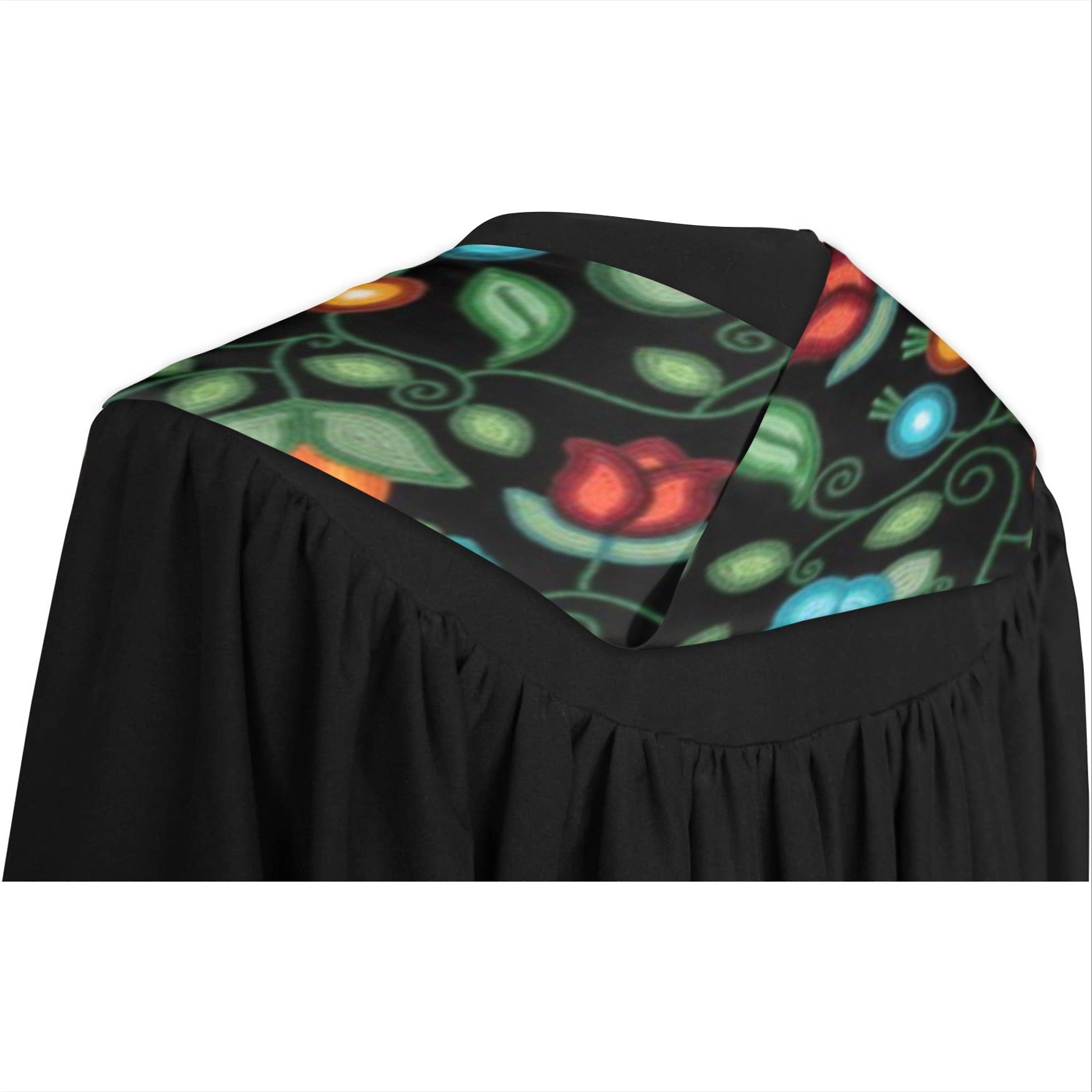 Prairie Fire Petals Black Graduation Stole