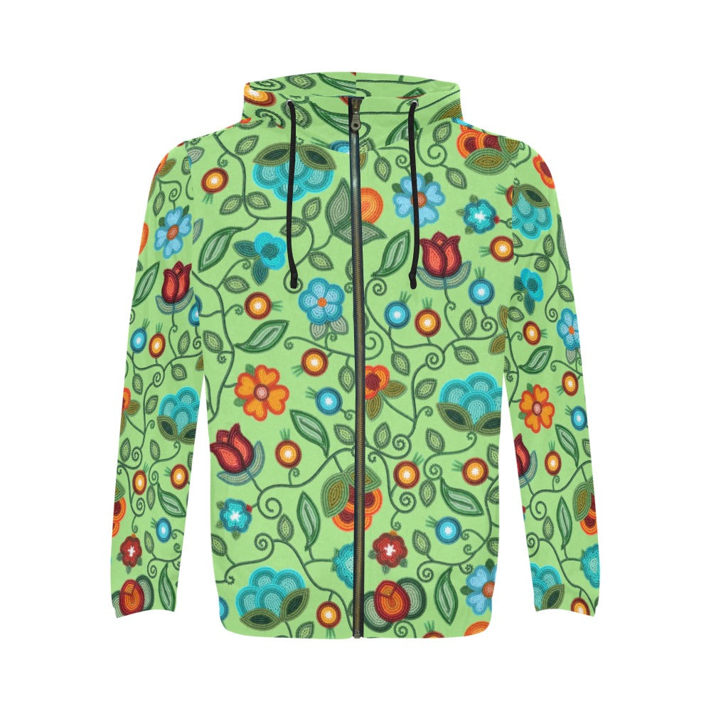 Prairie Fire Petals Sage Men's Zipper Hoodie