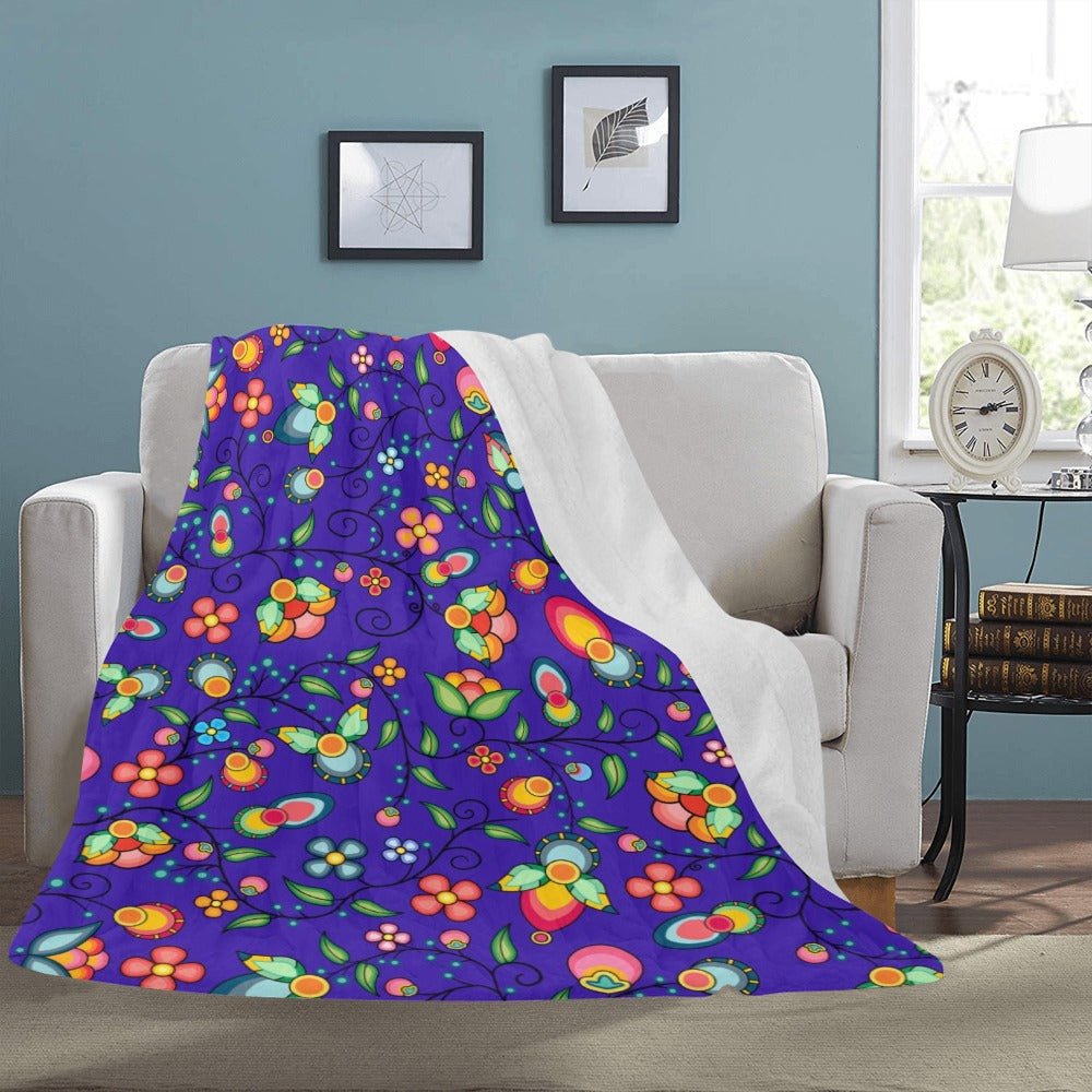Floral Bounty Blue Ultra-Soft Micro Fleece Blanket 60"x80"