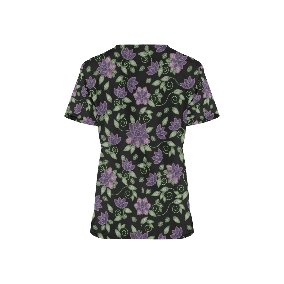 Purple Beaded Rose Scrub Top