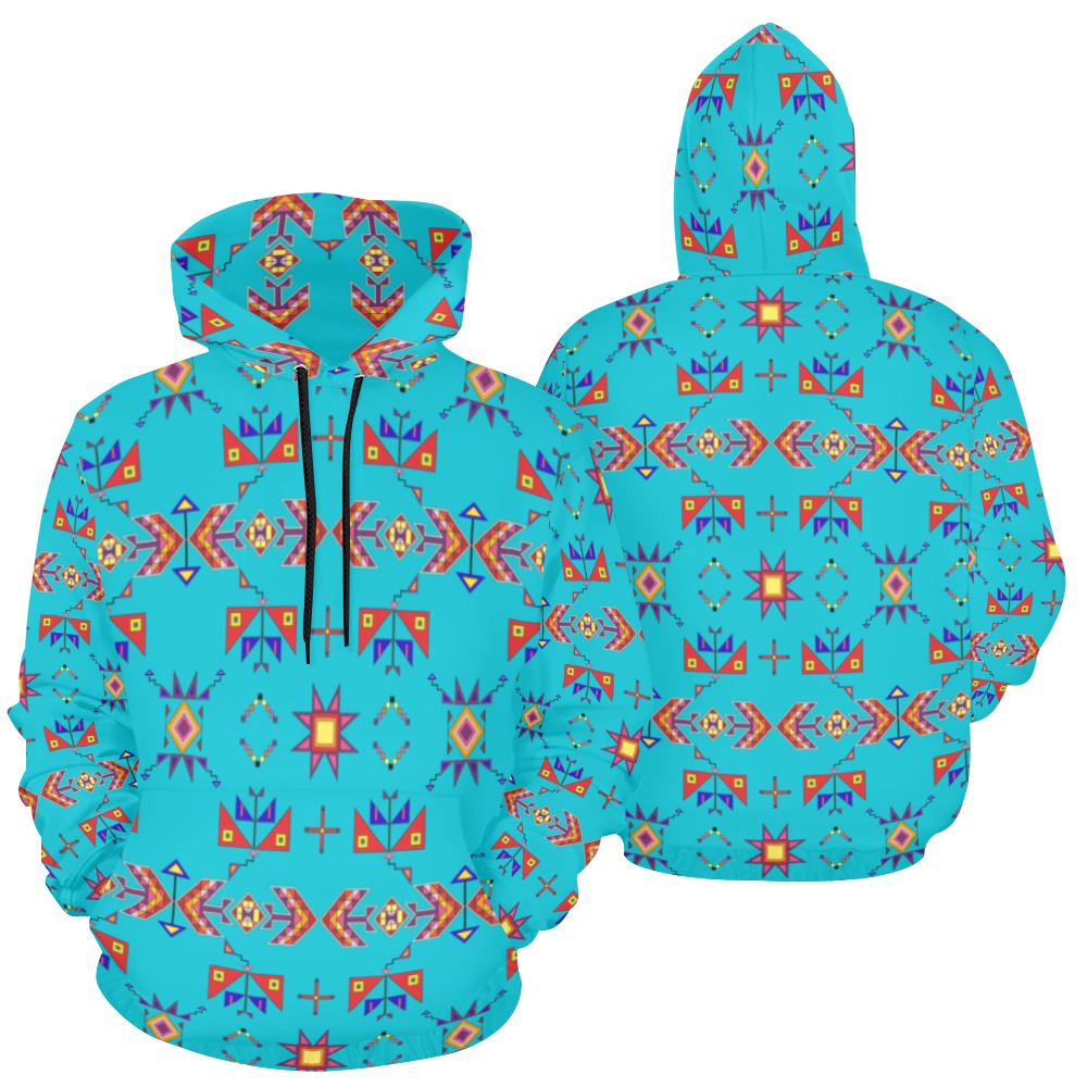 Scattered Generations Turquoise Hoodie for Women (USA Size)