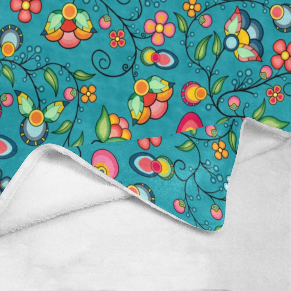 Floral Bounty Teal Ultra-Soft Micro Fleece Blanket 40"x50"
