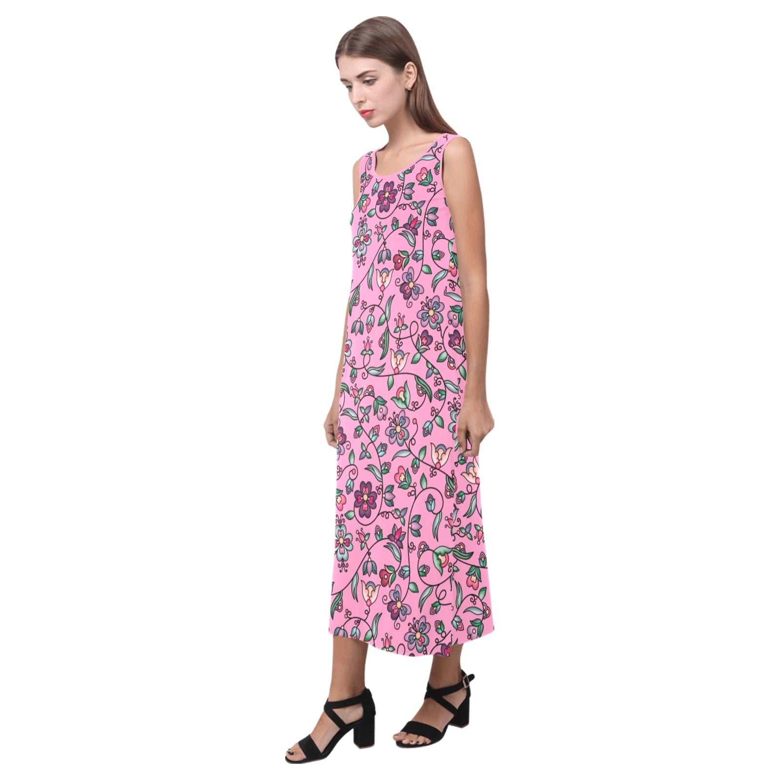 Amber Evening Garland Pink Phaedra Sleeveless Open Fork Long Dress