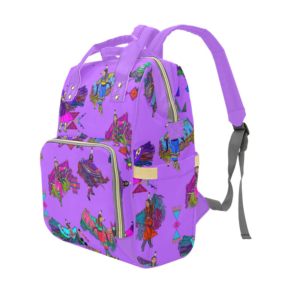 Women's Fancy Dancers Purple Multi-Function Diaper Backpack/Diaper Bag