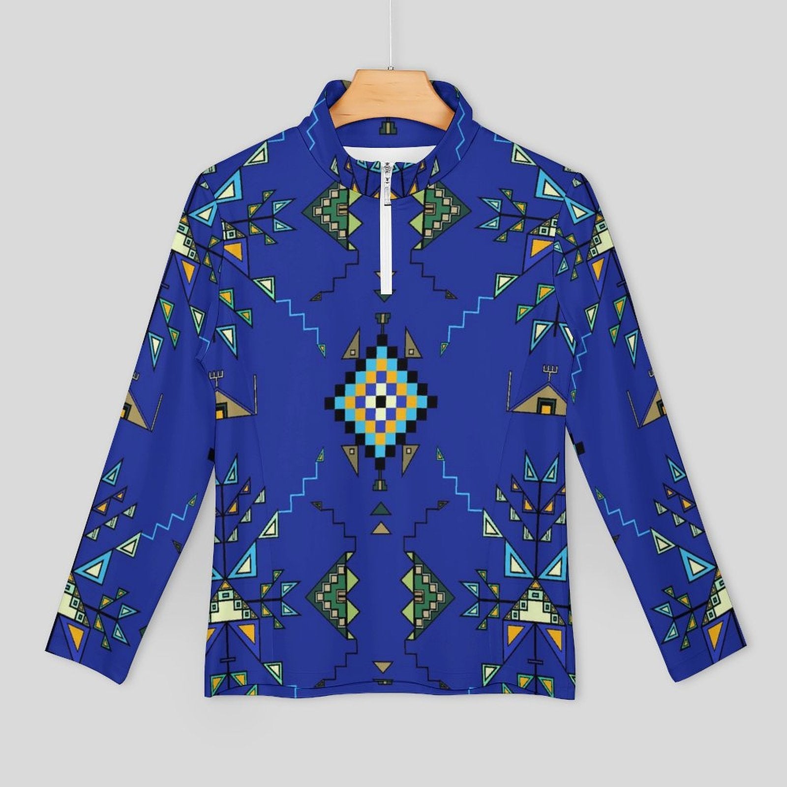 Bear Shield Dark Blue Long Sleeve Yoga Shirt