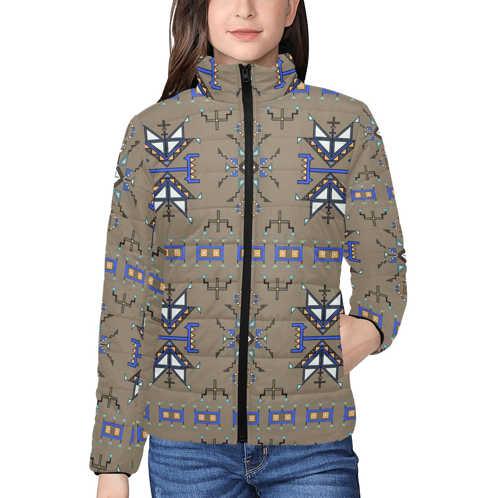 Eagle Strike Brown Women's Stand Collar Padded Jacket