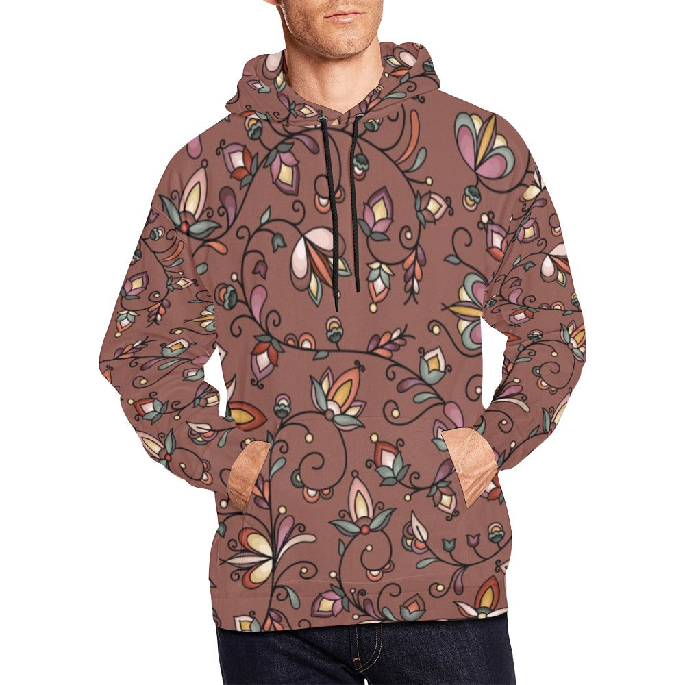 Burnt Sky Petals Brown Hoodie for Men (USA Size)