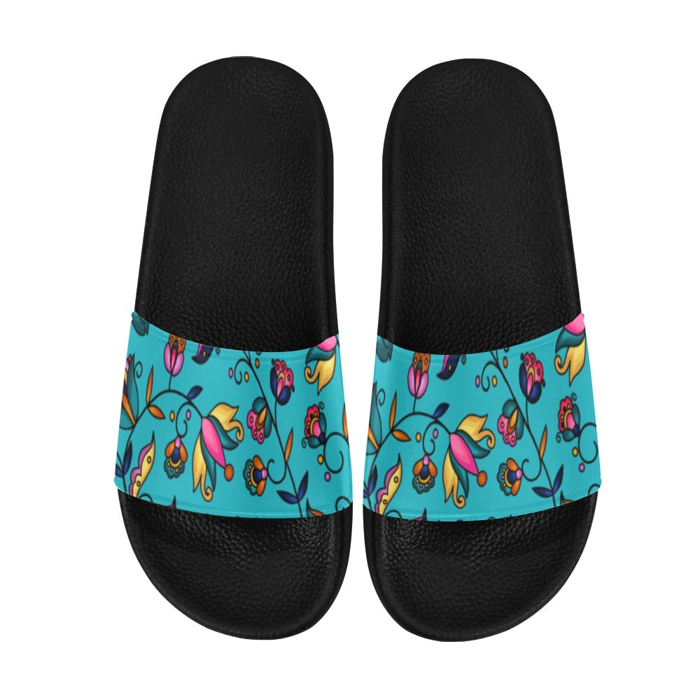 Copper Prairie Petals Turquoise Men's Slide Sandals