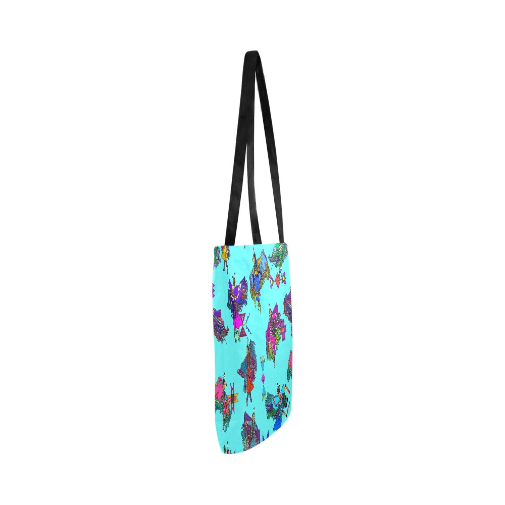 Women's Fancy Dancers Turquoise Reusable Shopping Bag (Two sides)