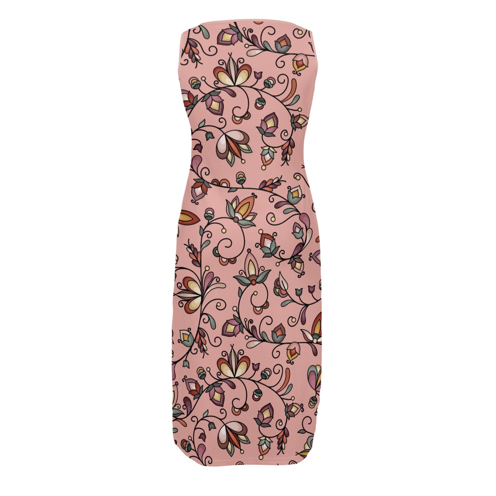 Burnt Sky Petals Peach Phaedra Sleeveless Open Fork Long Dress