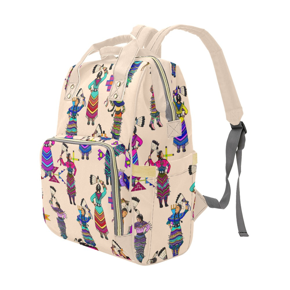 Women's Jingle Dancers Muslin Multi-Function Diaper Backpack/Diaper Bag