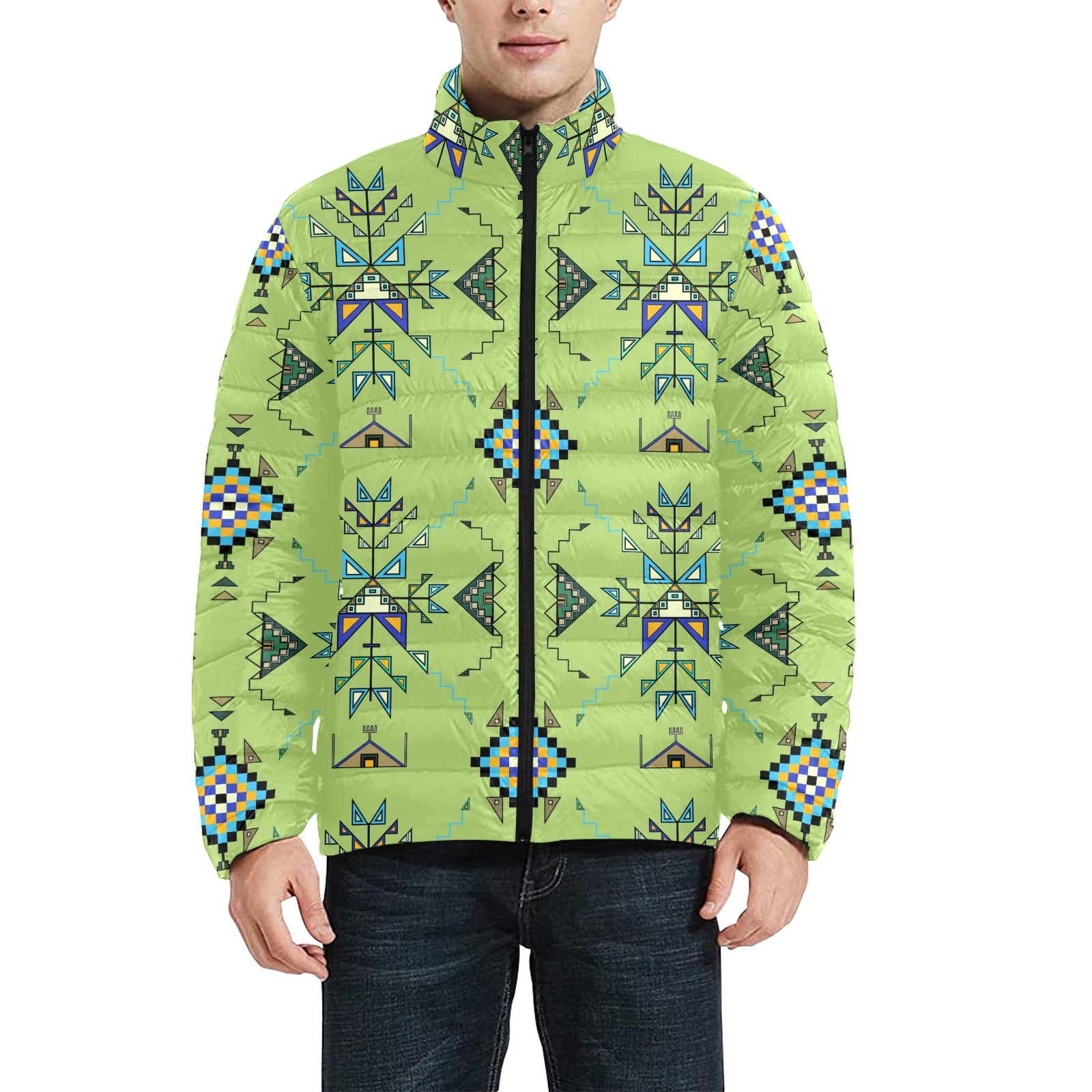Bear Shield Green Men's Padded Jacket