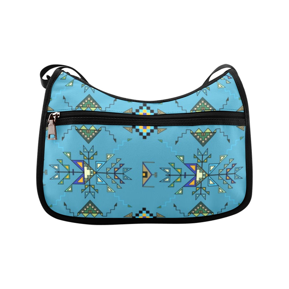 Bear Shield Fabric Blue Crossbody Bag