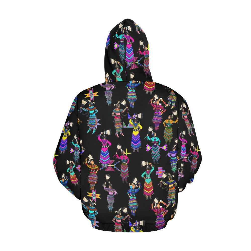 Women's Jingle Dancers Black Hoodie for Women (USA Size)