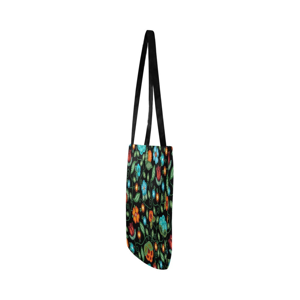 Prairie Fire Petals Black Reusable Shopping Bag (Two sides)