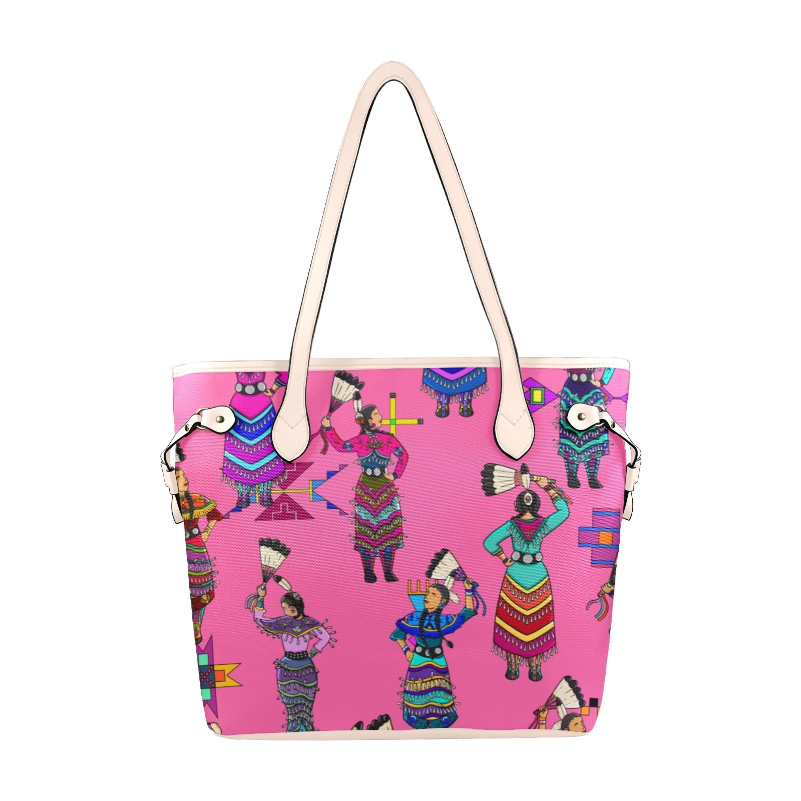 Women's Jingle Dancers Pink Clover Canvas Tote Bag