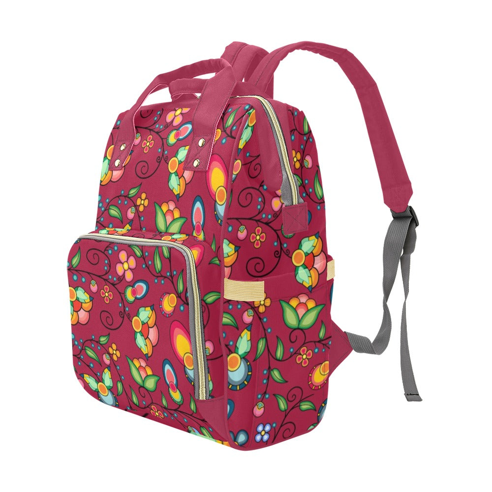 Floral Bounty Magenta Multi-Function Diaper Backpack/Diaper Bag