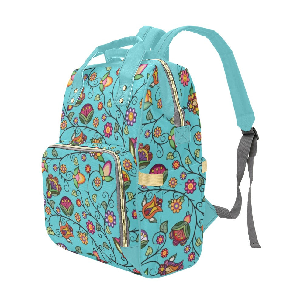 Heartbeat Petals Turquoise Multi-Function Diaper Backpack/Diaper Bag