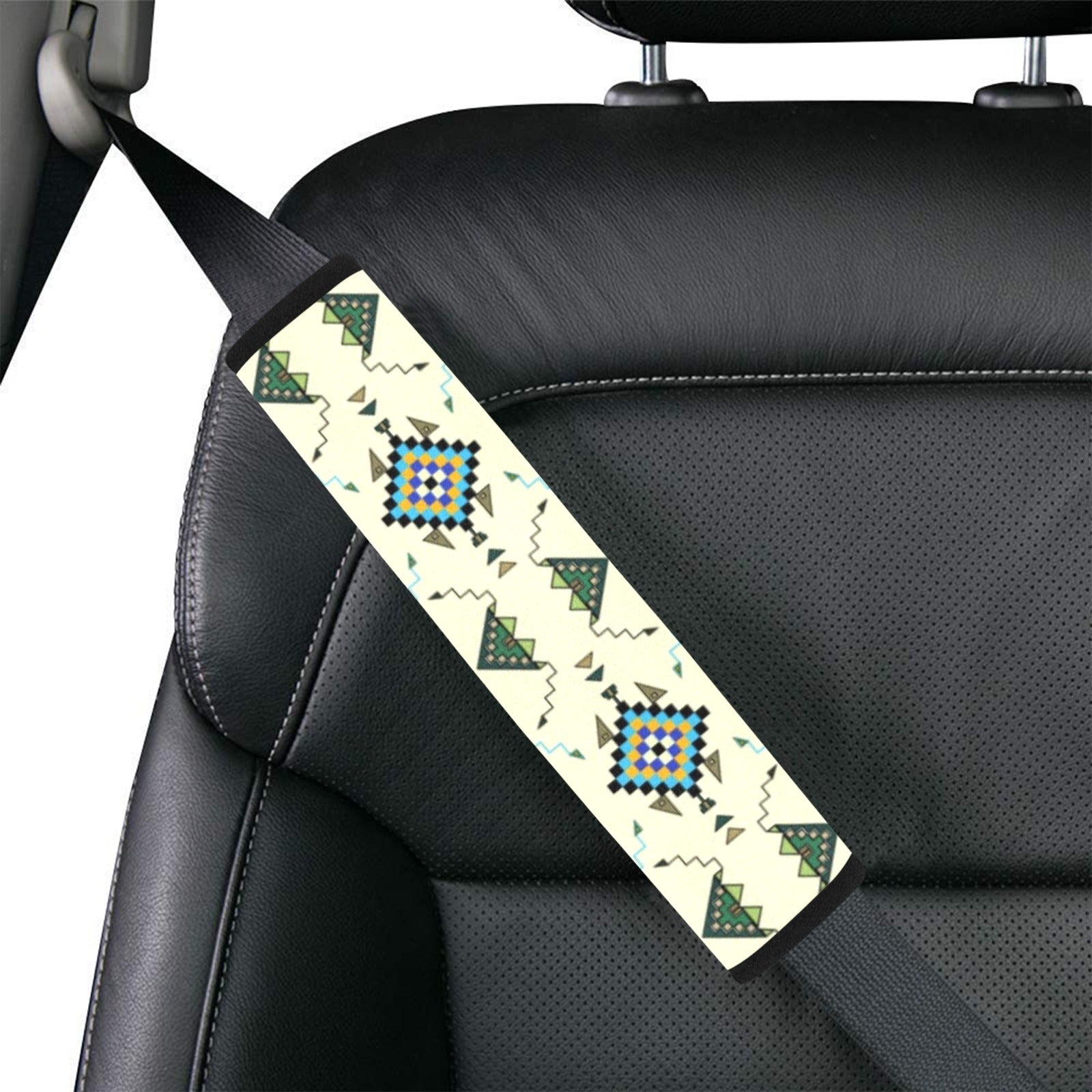 Bear Shield Cream Car Seat Belt Cover 7''x12.6'' (Pack of 2)