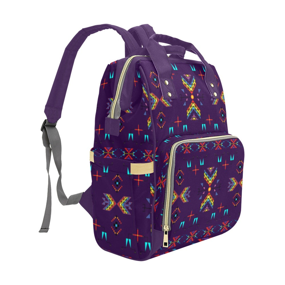 Rainy Chief Rainbow Dark Purple Multi-Function Diaper Backpack/Diaper Bag