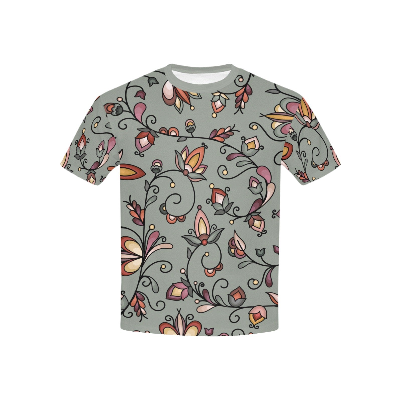 Burnt Sky Petals Green Kids' T-shirt (USA Size)