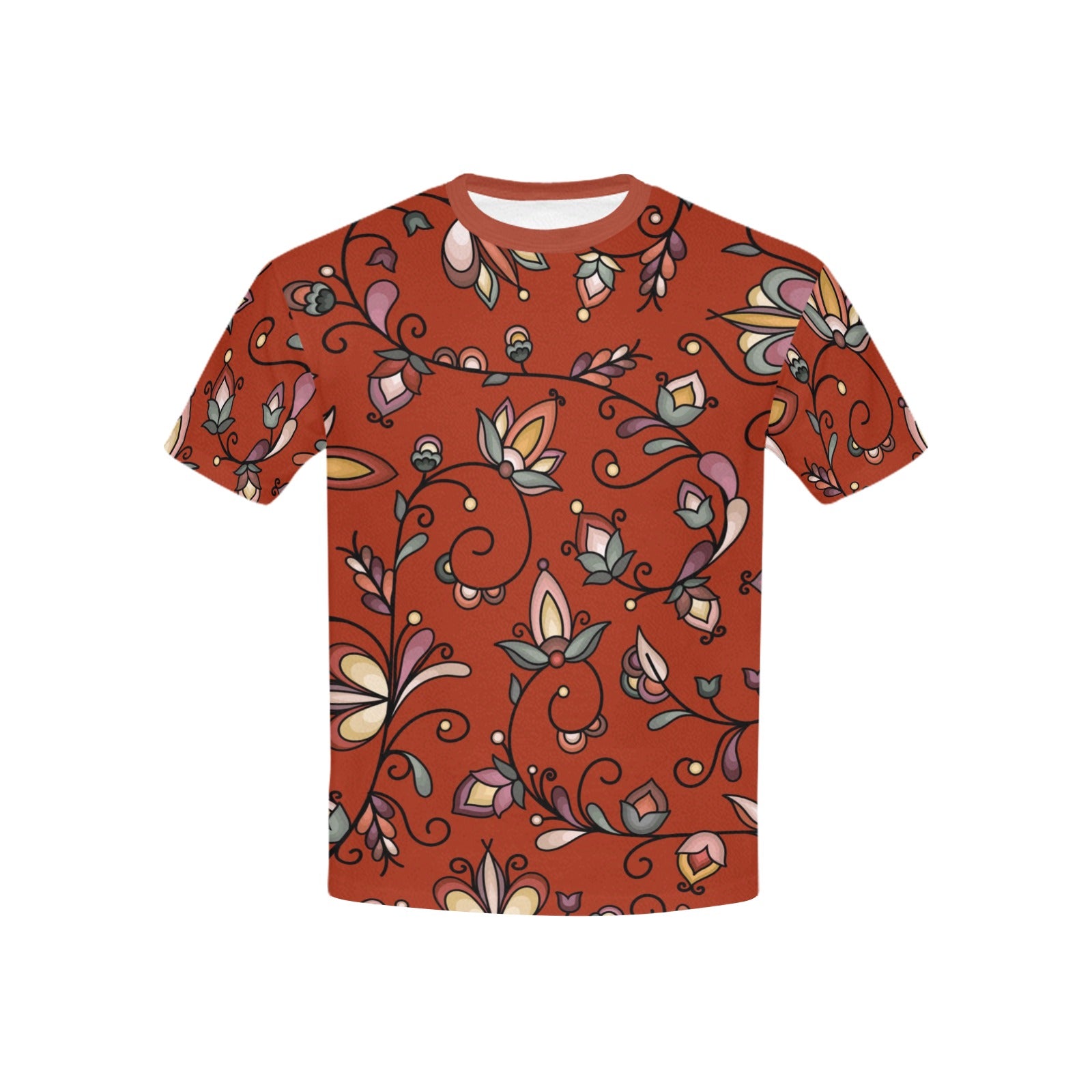 Burnt Sky Petals Red Kids' T-shirt (USA Size)