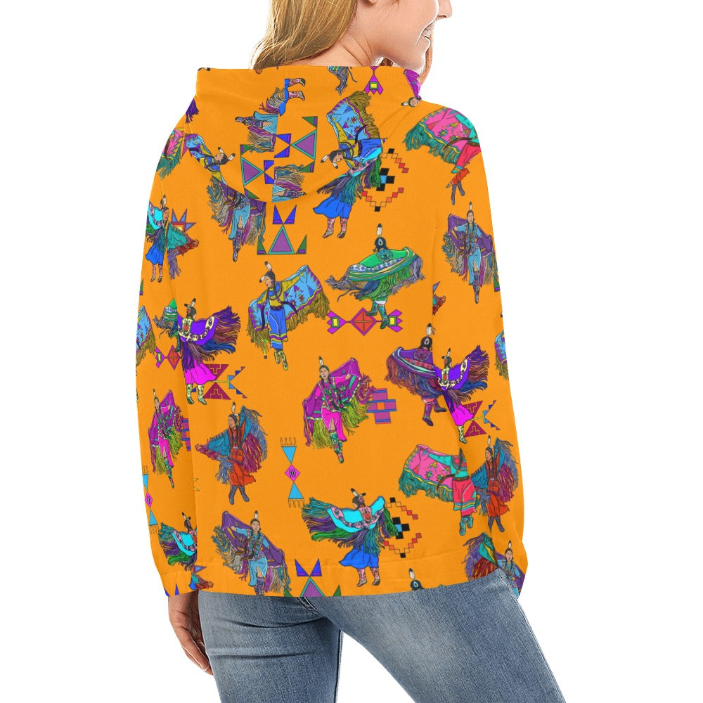 Women's Fancy Dancers Orange Hoodie for Women (USA Size)