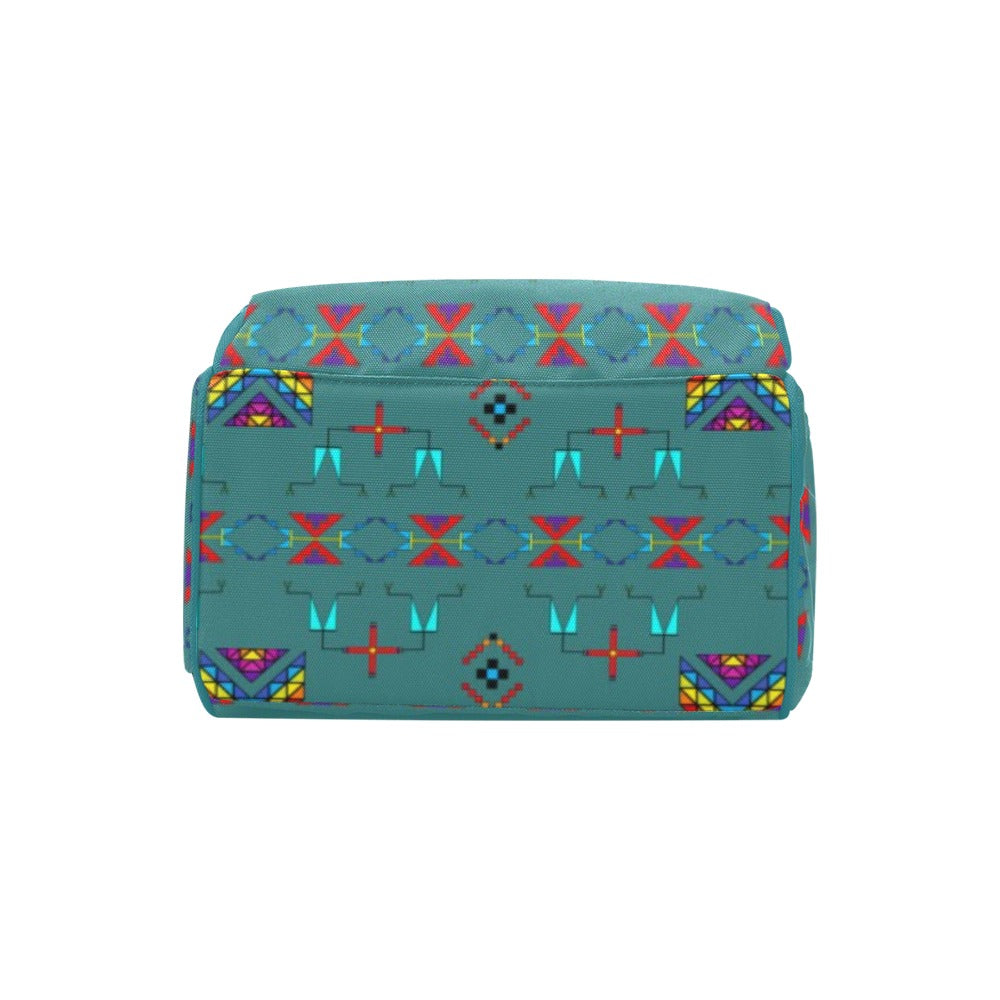 Rainy Chief Rainbow Teal Sky Multi-Function Diaper Backpack/Diaper Bag