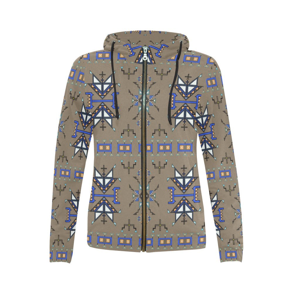 Eagle Strike Brown Full Zip Hoodie for Women