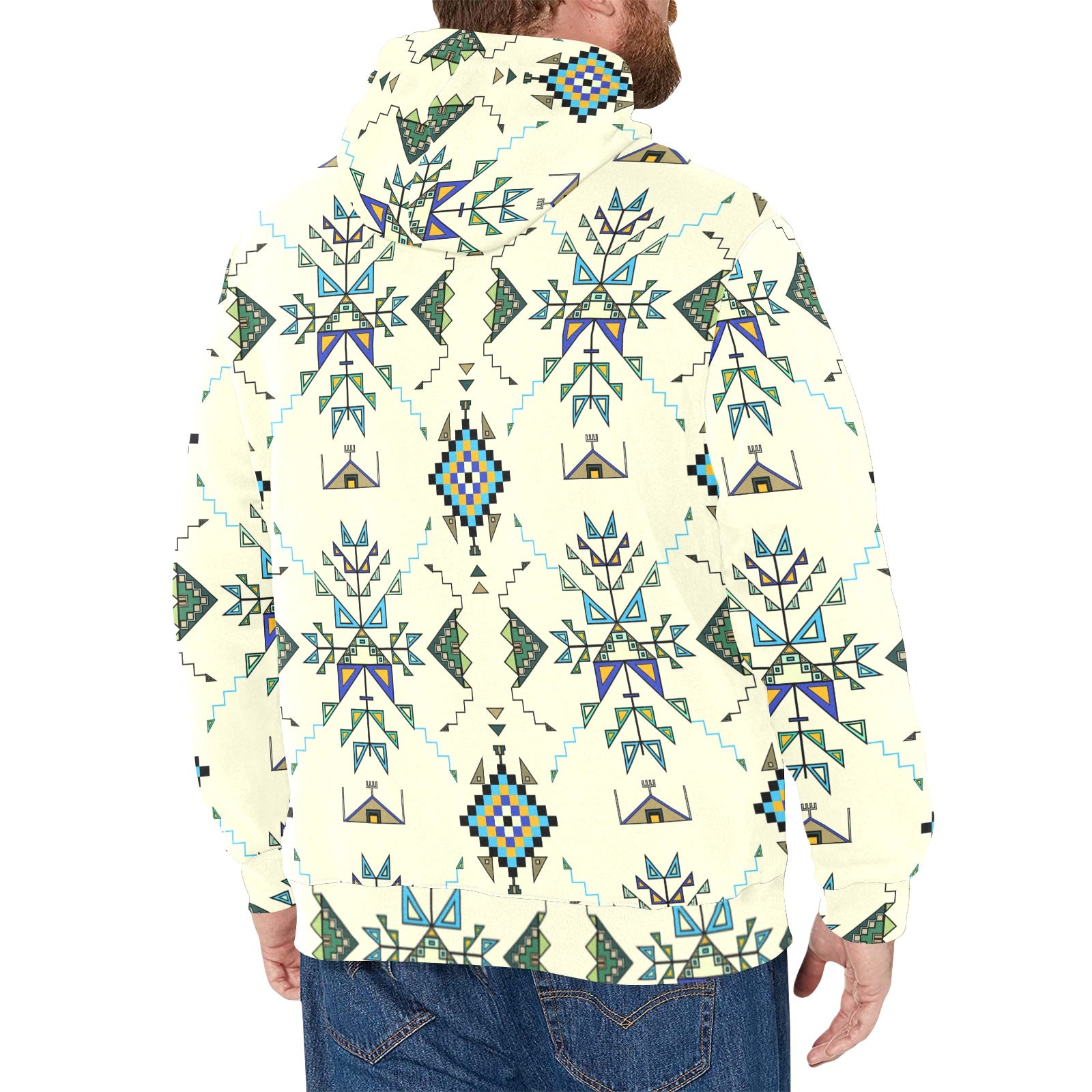 Bear Shield Cream Men's Long Sleeve Fleece Hoodie