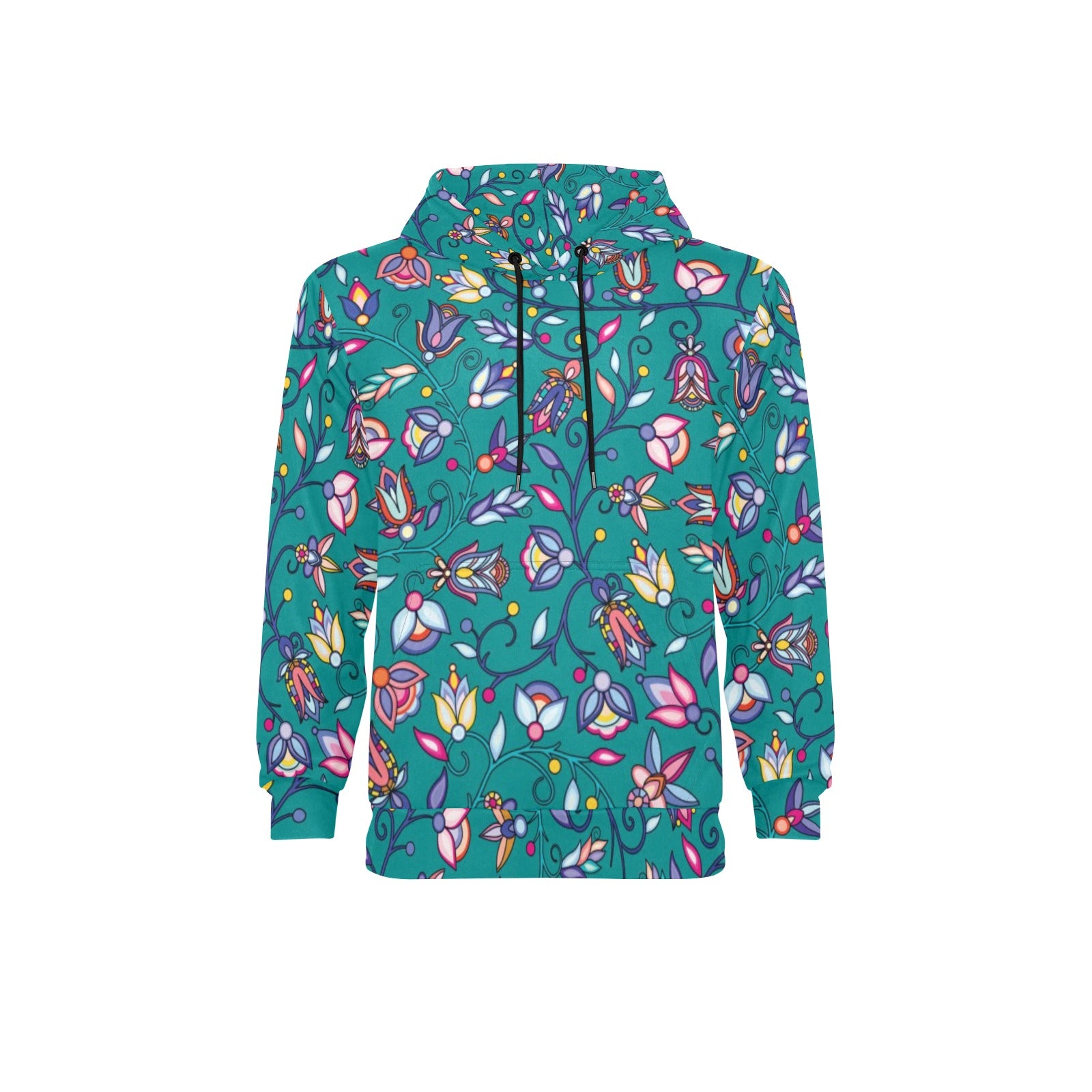 Buffalo Bloom Turquoise Men's Long Sleeve Fleece Hoodie