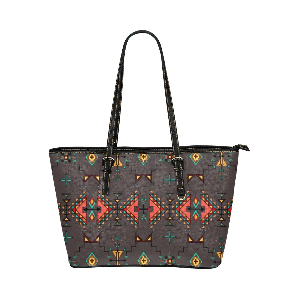 Thunder Flight Gray Leather Tote Bag/Large