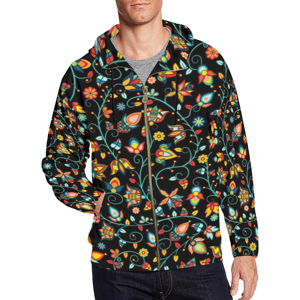 Thorny Path Black Men's Zipper Hoodie