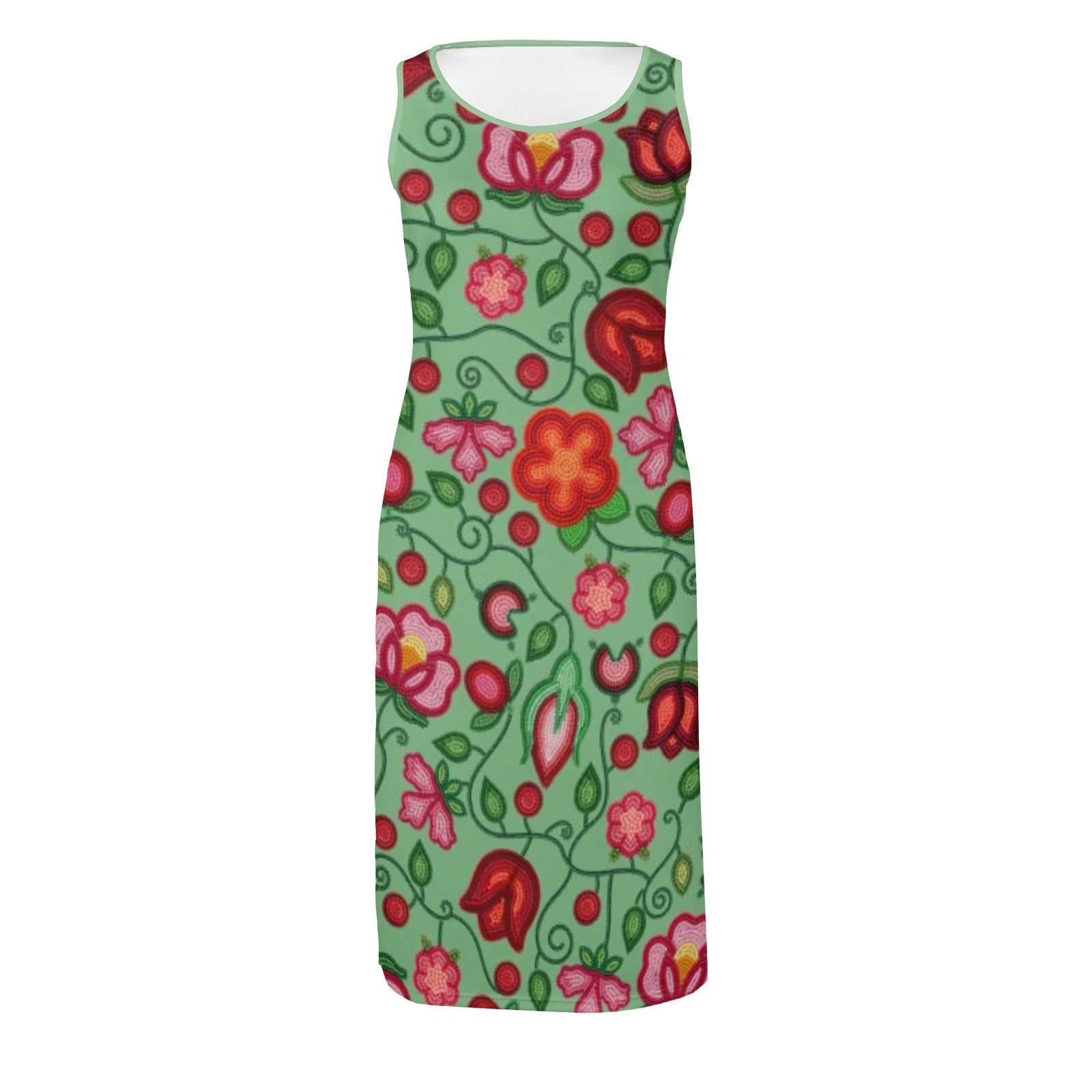Rose Reverie Green Phaedra Sleeveless Open Fork Long Dress