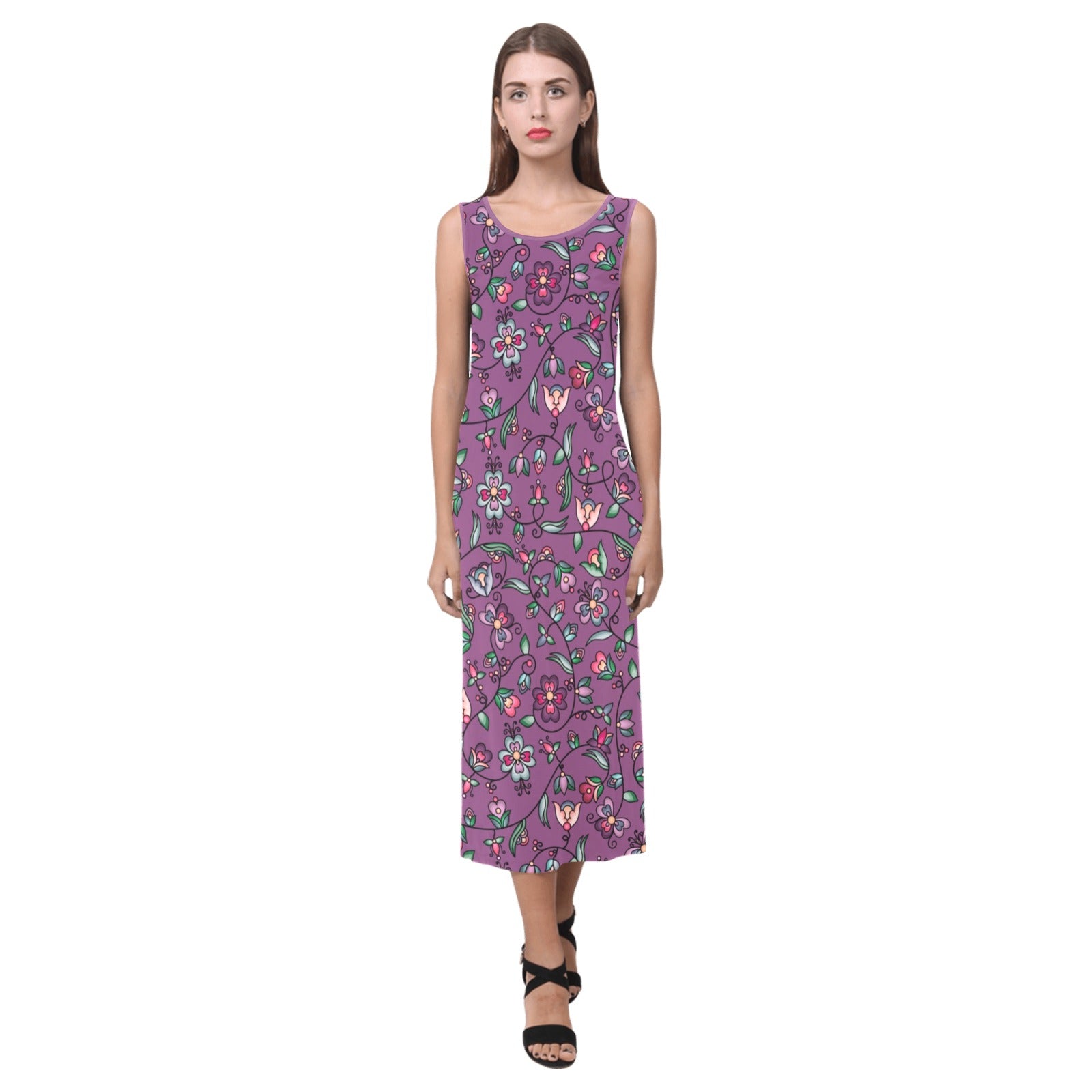 Amber Evening Garland Purple Phaedra Sleeveless Open Fork Long Dress