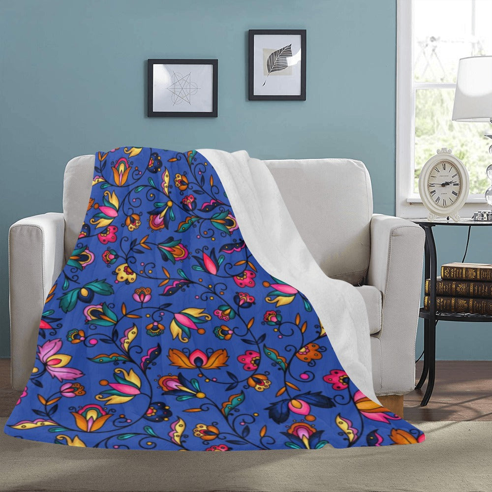 Copper Prairie Petals Blue Ultra-Soft Micro Fleece Blanket 60"x80"