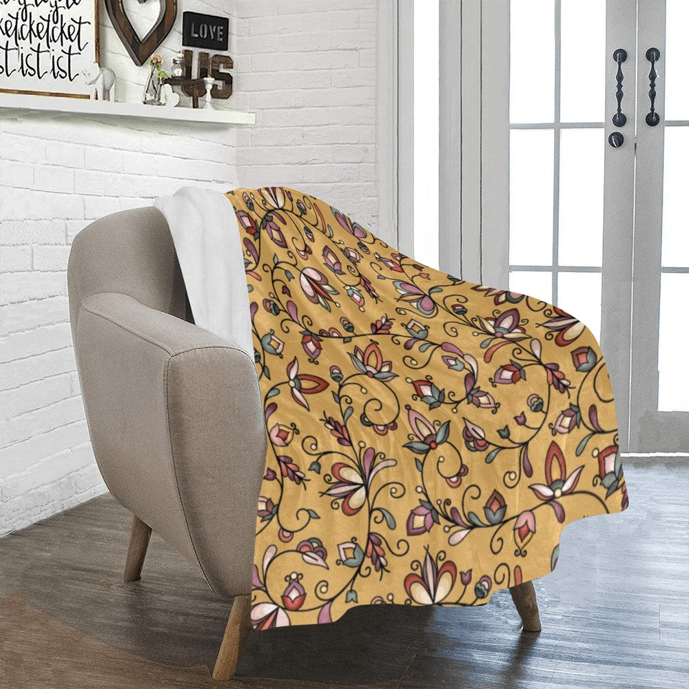 Burnt Sky Petals Gold Ultra-Soft Micro Fleece Blanket 40"x50"