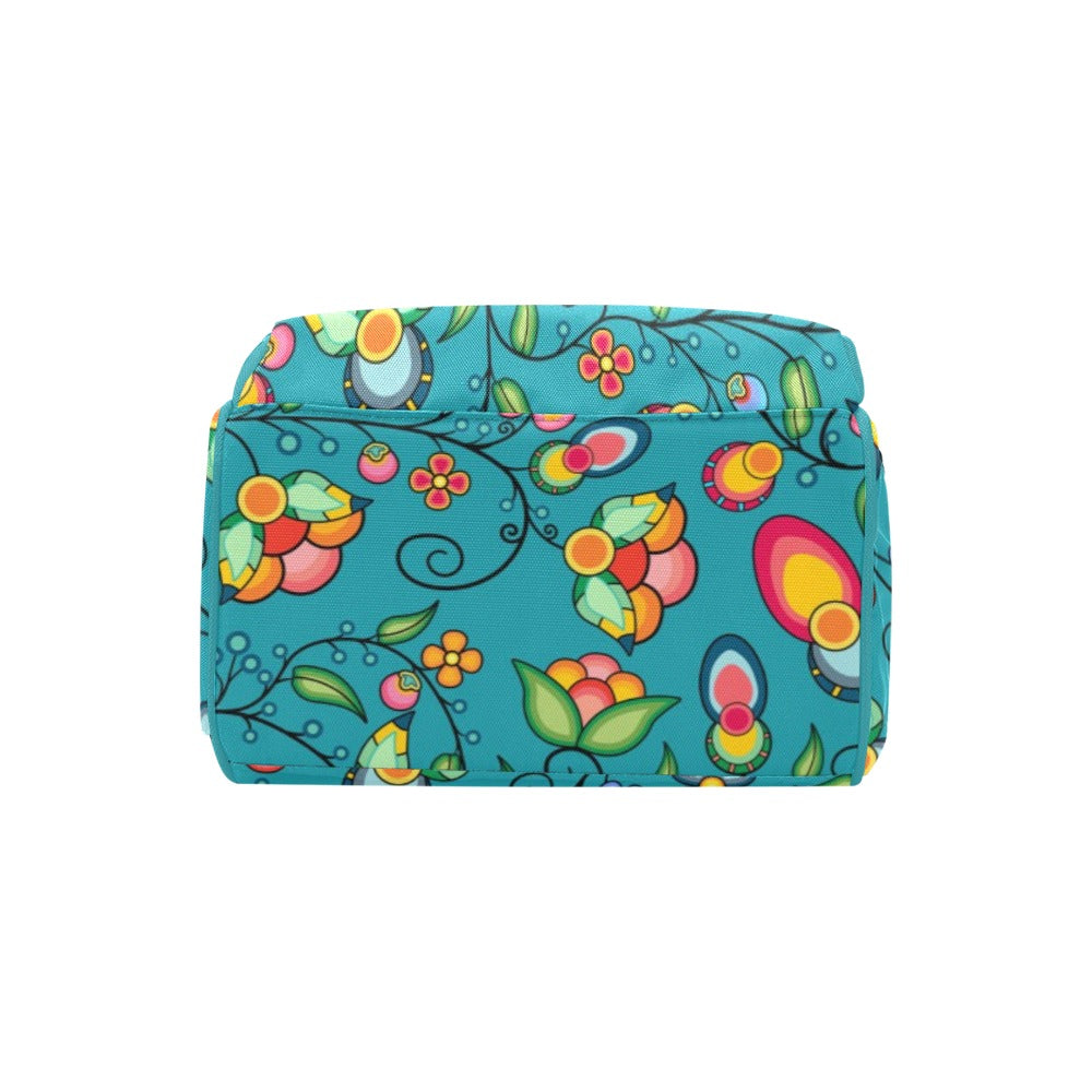 Floral Bounty Teal Multi-Function Diaper Backpack/Diaper Bag