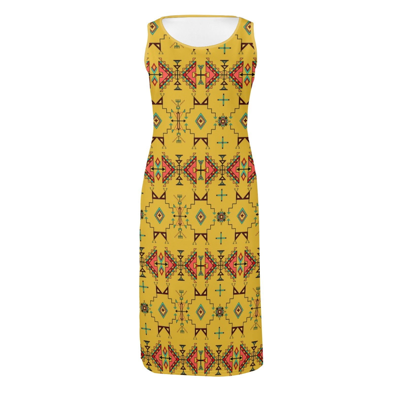 Thunder Flight Yellow Phaedra Sleeveless Open Fork Long Dress