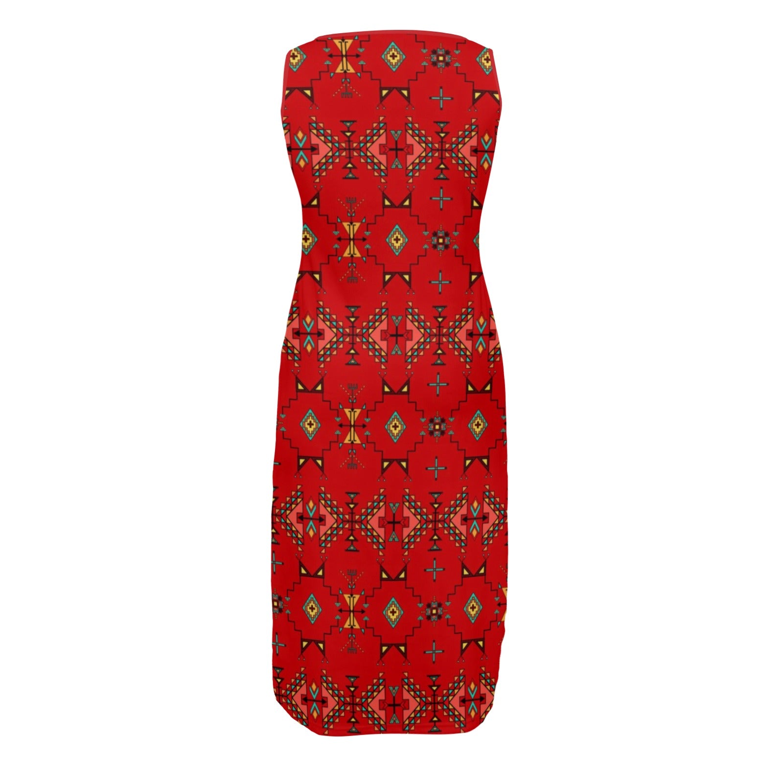 Thunder Flight Red Phaedra Sleeveless Open Fork Long Dress