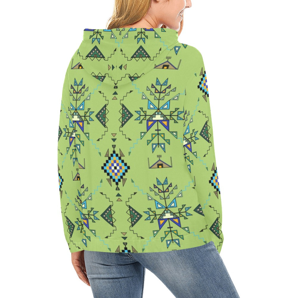 Bear Shield Green Hoodie for Women (USA Size)