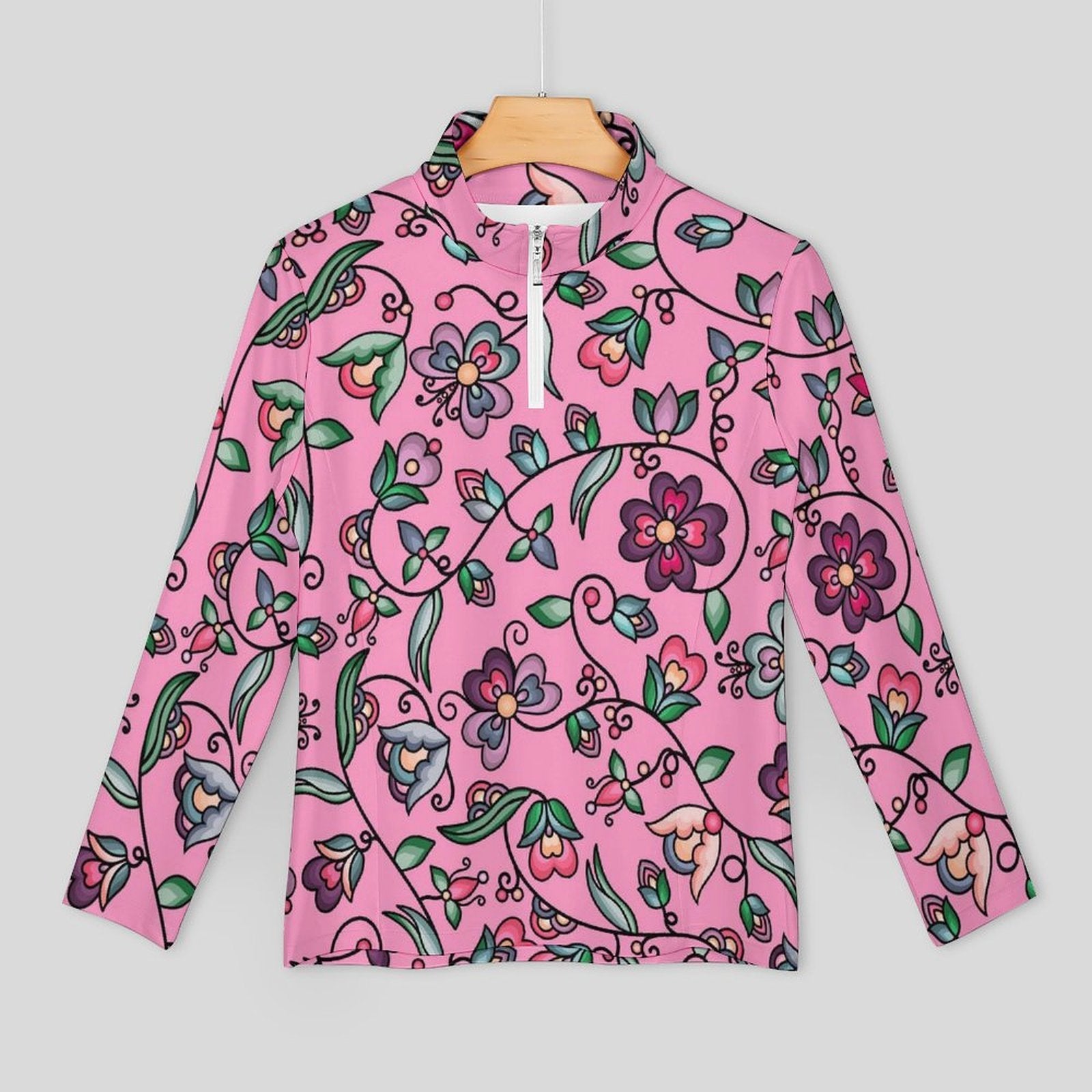 Amber Evening Garland Pink Long Sleeve Yoga Shirt