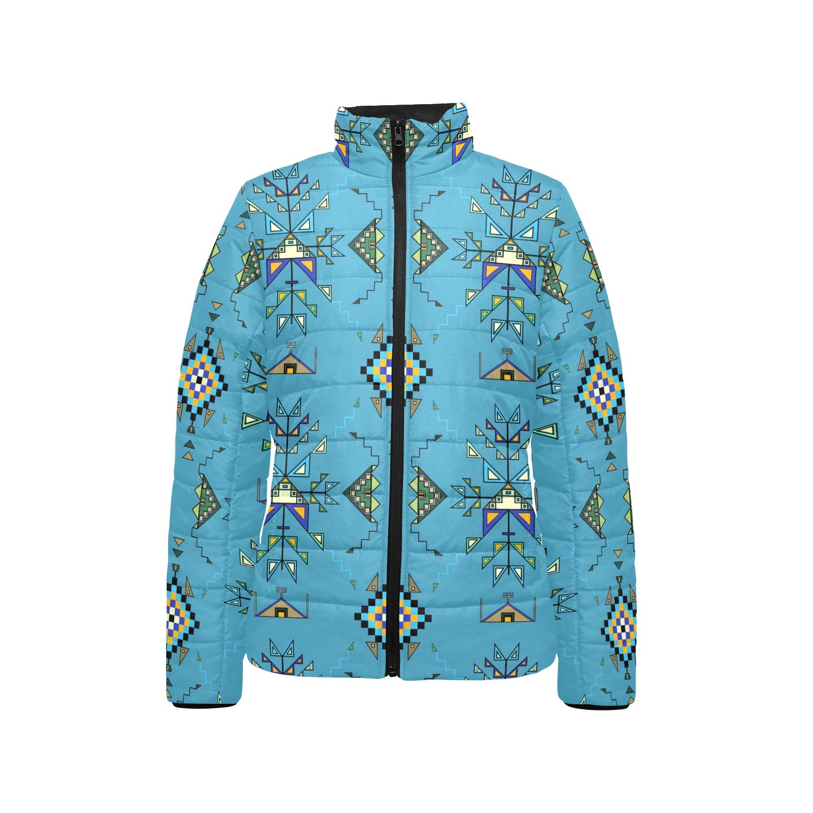 Bear Shield Blue Women's Stand Collar Padded Jacket