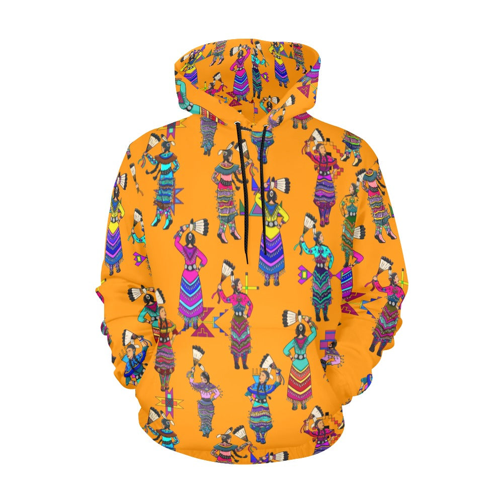 Women's Jingle Dancers Orange Hoodie for Men (USA Size)