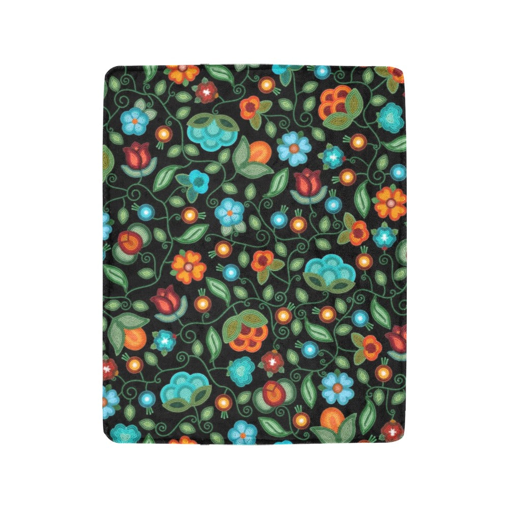 Prairie Fire Petals Black Ultra-Soft Micro Fleece Blanket 40"x50"