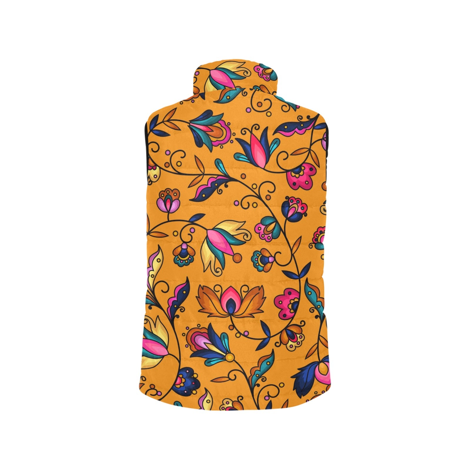 Copper Prairie Petals Orange Women's Padded Vest Jacket