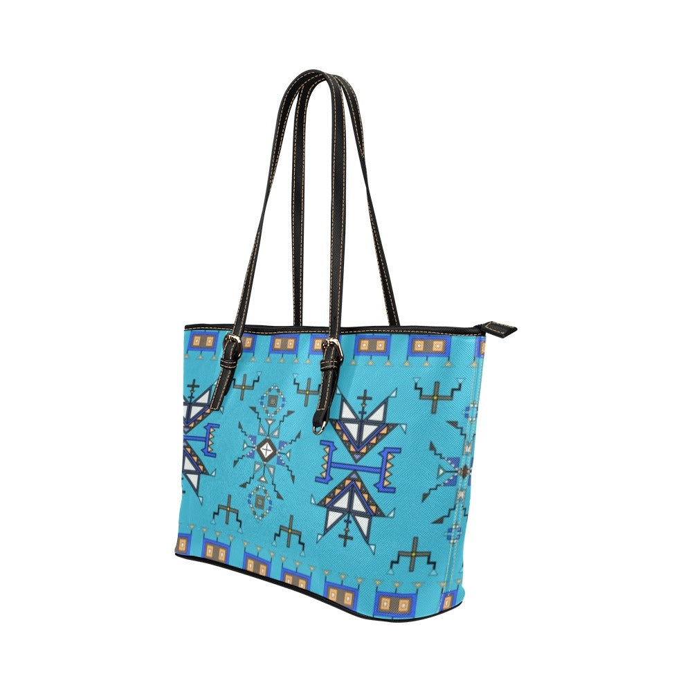 Eagle Strike Blue Leather Tote Bag/Large