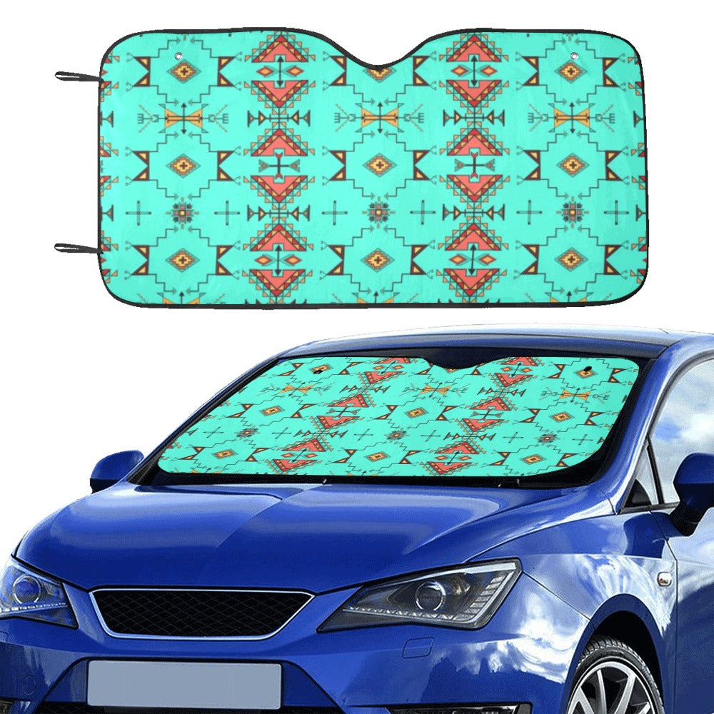Thunder Flight Turquoise Car Sun Shade 55"x30"