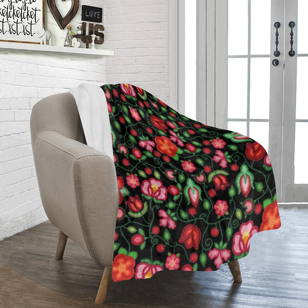 Rose Reverie Black Ultra-Soft Micro Fleece Blanket 40"x50"