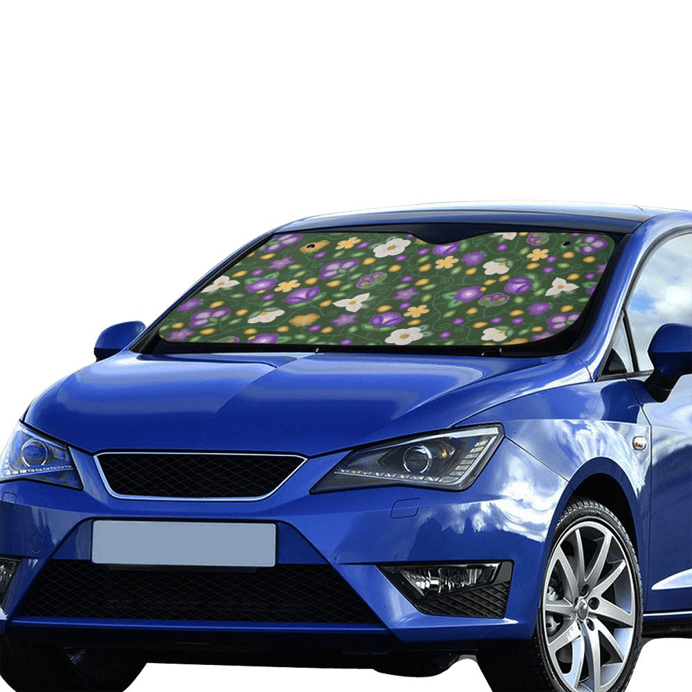 Midnight Moss Bloom Forest Car Sun Shade 55"x30"